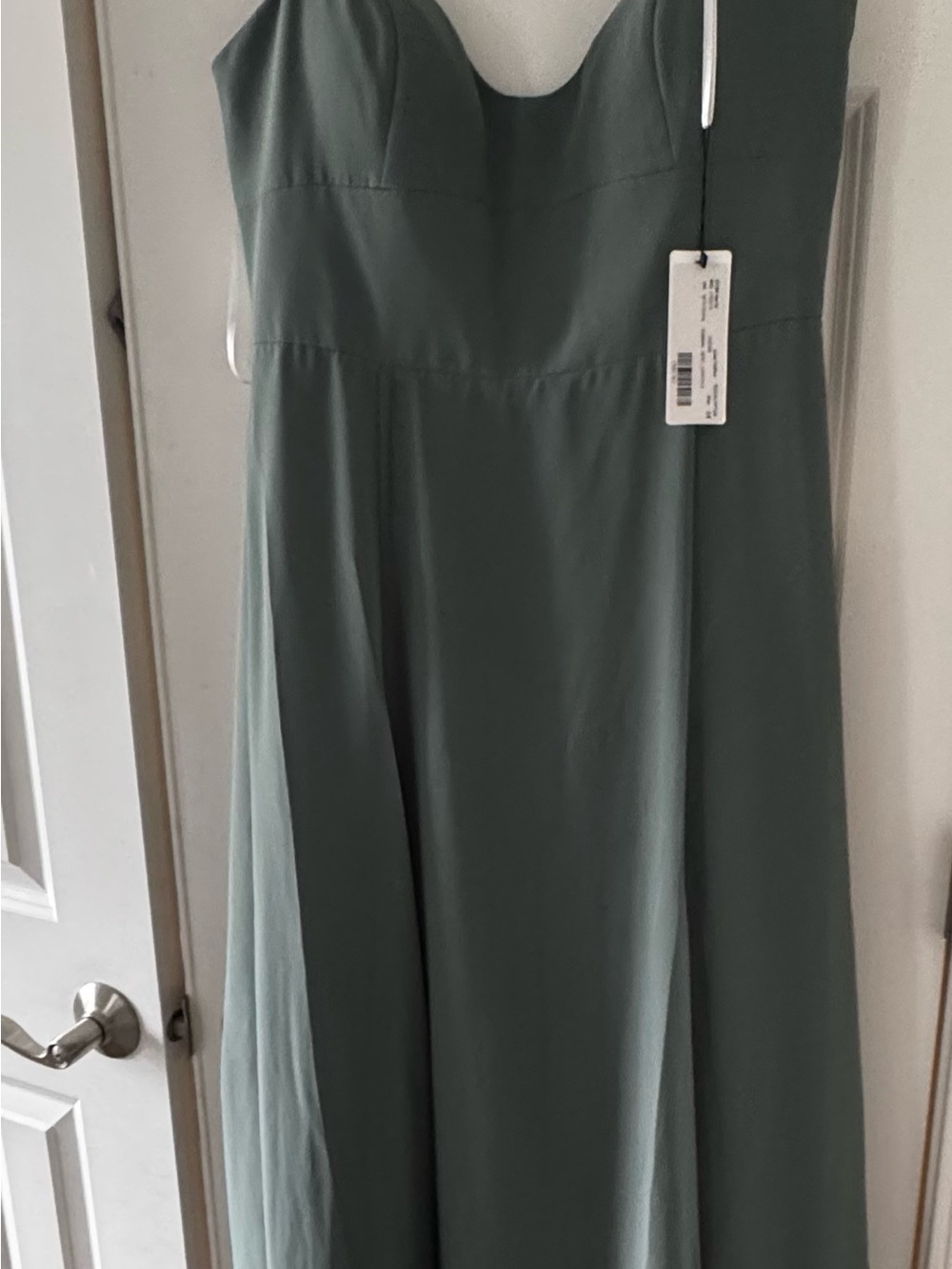 Jenny Yoo Sage Green Strapless Bridesmaid Dress